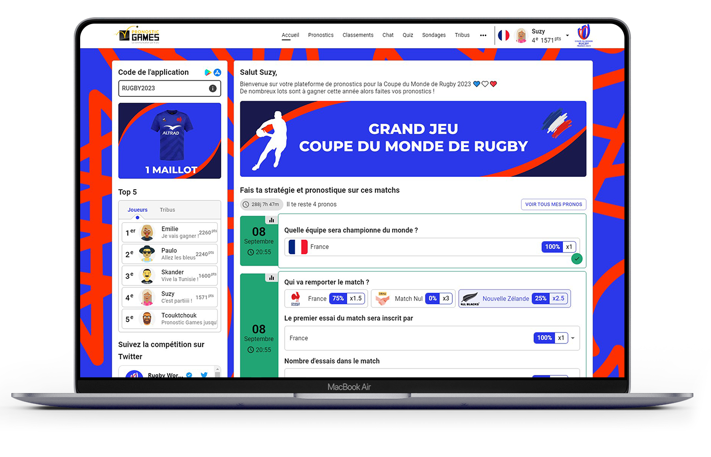 plateforme rugby Pronostic Games